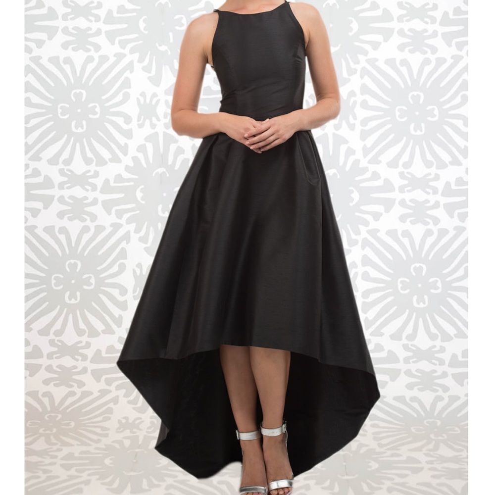 Sophisticated Black High-Low Wedding Dress